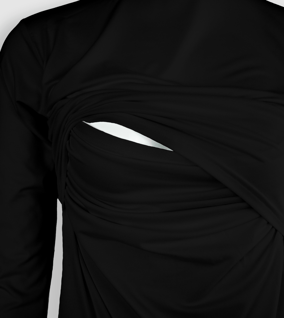 RUUQ Hijab Bodysuit Ruuq Nursing Bodysuit Long Sleeve - Black