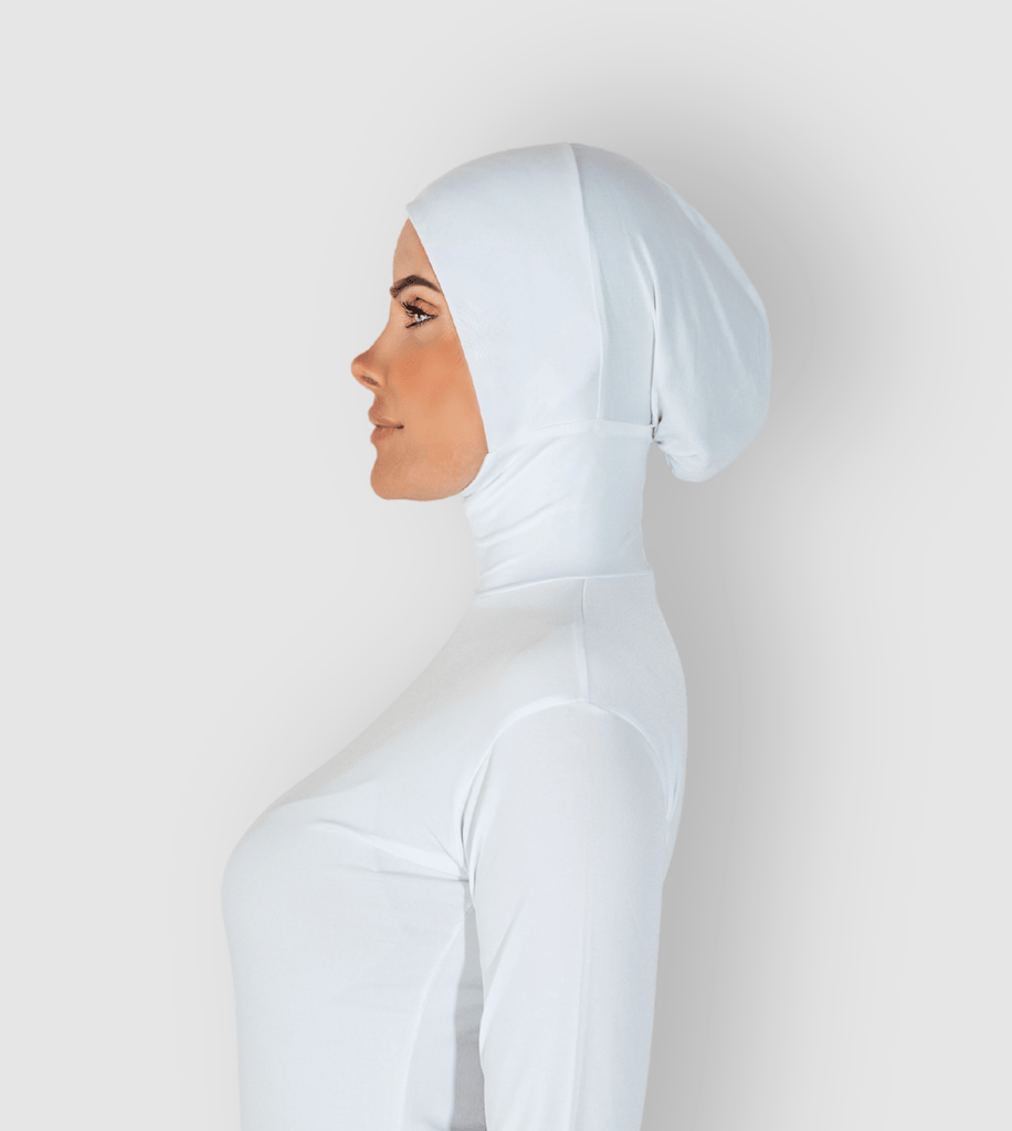 RUUQ Hijab Bodysuit RUUQ Bodysuit Long Sleeve with Hijab Cap - White