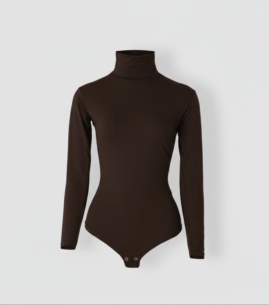 Ruuq S RUUQ Bodysuit Long Sleeve with Mock Neck - Dark Chocolate 6253812603226 RB-LS-MN-DC01