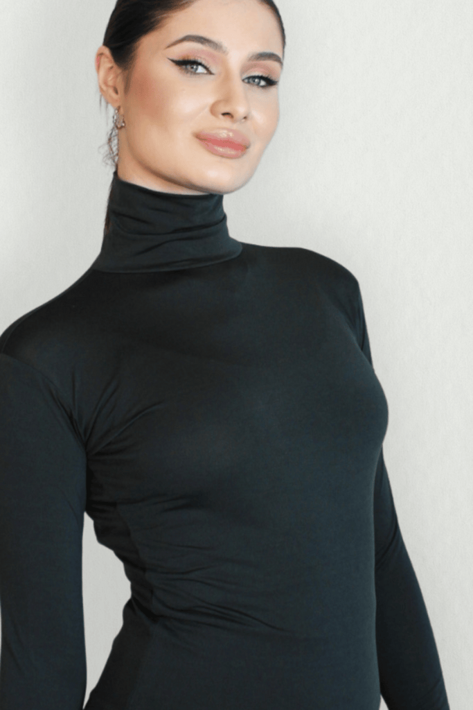 Ruuq RUUQ Bodysuit Long Sleeve with Mock Neck - Forest Green