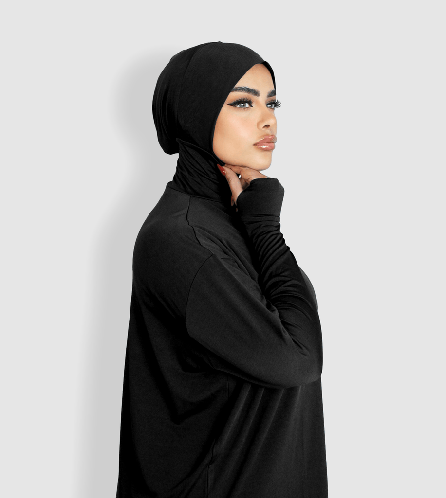 RUUQ Top RUUQ Oversize Long sleeve Top with Hijab Cap - Black