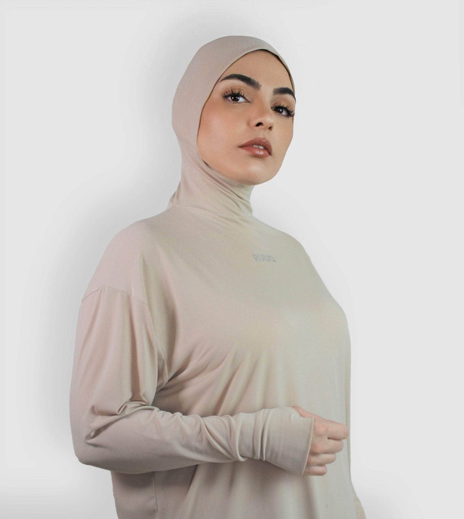 RUUQ Top RUUQ Oversize Long sleeve Top with Hijab Cap - Buttermilk