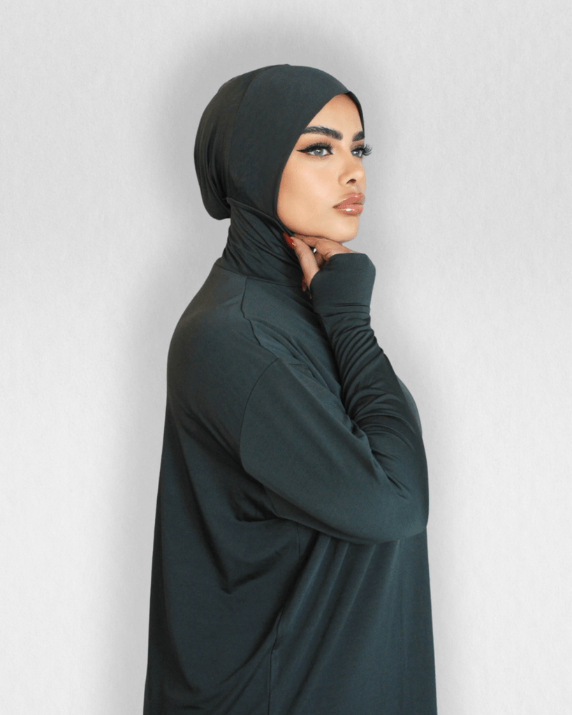 RUUQ Top RUUQ Oversize Long sleeve Top with Hijab Cap - Forest Green