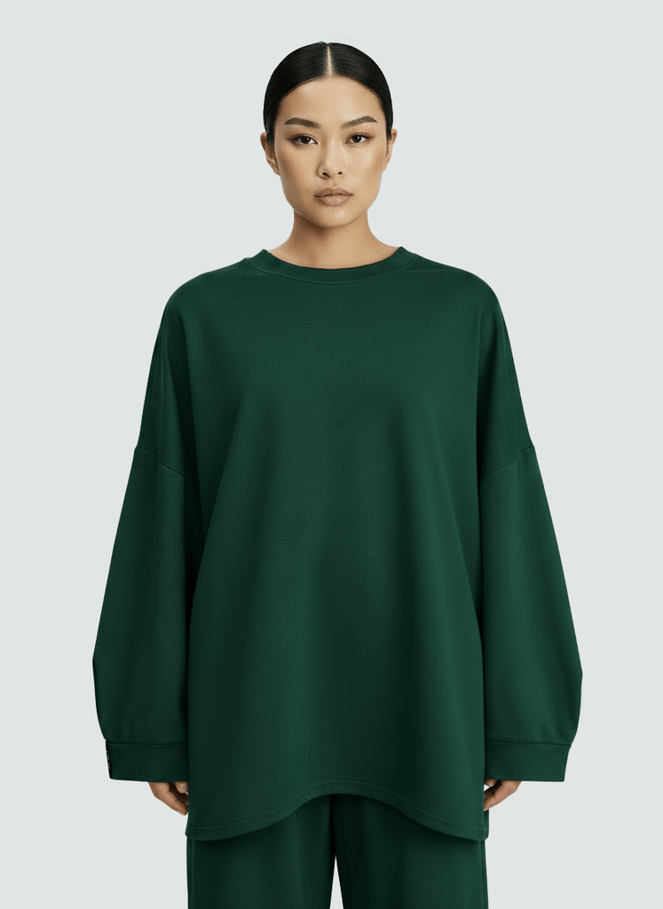 RUUQ Long Sleeve T-Shirt RUUQ Oversized Long Sleeve Cotton Twill Shirt - Jade