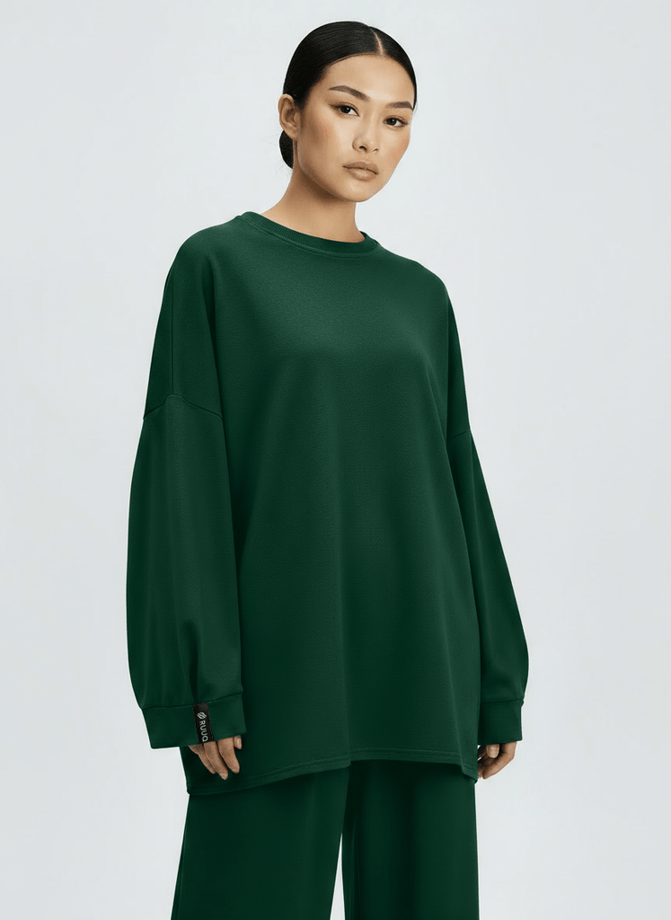 RUUQ Long Sleeve T-Shirt RUUQ Oversized Long Sleeve Cotton Twill Shirt - Jade