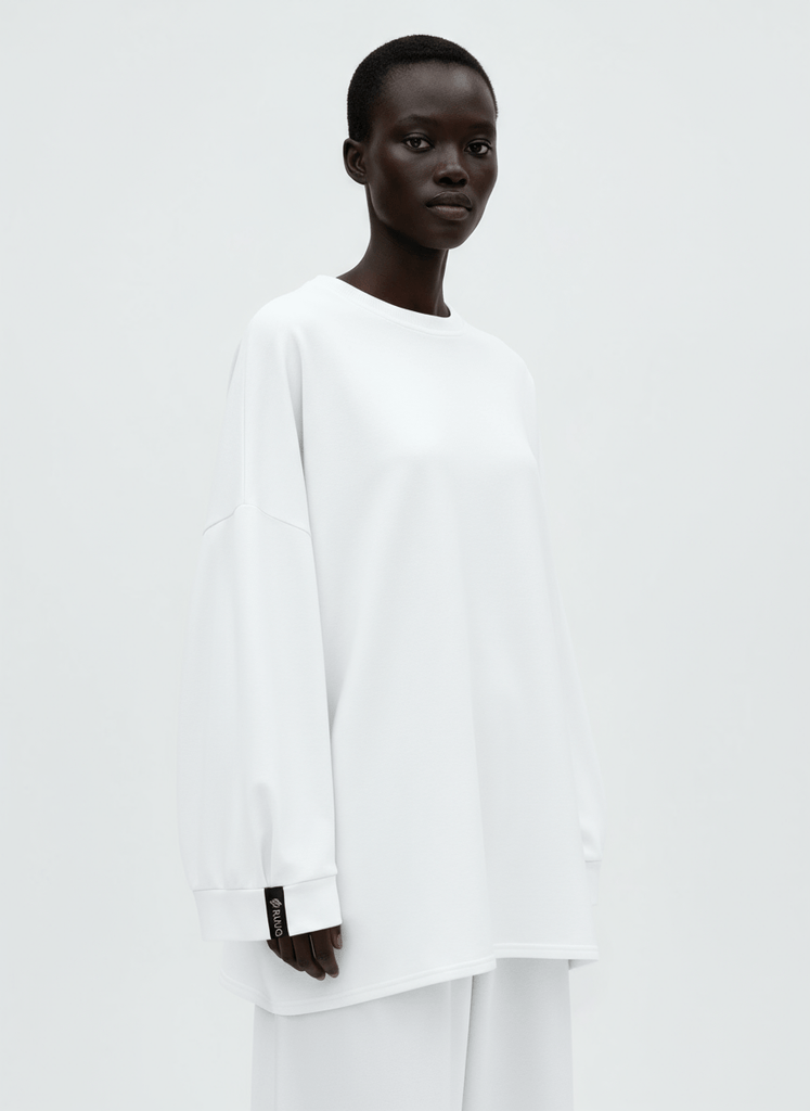 RUUQ Long Sleeve T-Shirt RUUQ Oversized Long Sleeve Cotton Twill Shirt - Moonstone