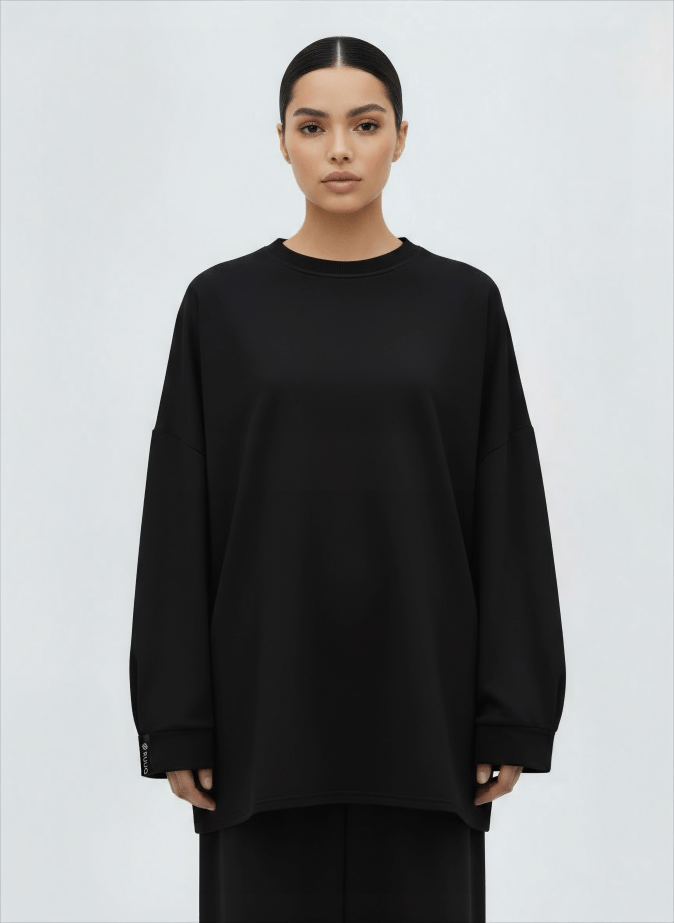 RUUQ Cotton Twill RUUQ Oversized Long Sleeve Cotton Twill Shirt - Onyx