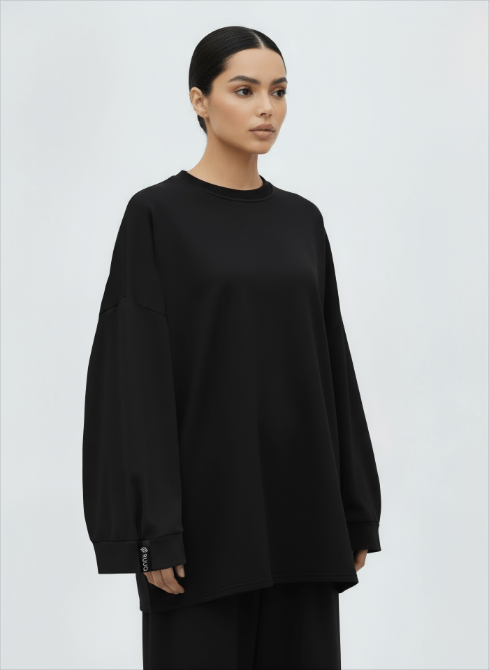 RUUQ Cotton Twill RUUQ Oversized Long Sleeve Cotton Twill Shirt - Onyx