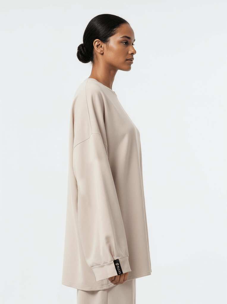 RUUQ Cotton Twill RUUQ Oversized Long Sleeve Cotton Twill Shirt - Porcelain