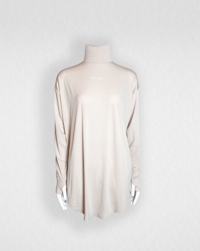 RUUQ S RUUQ Oversize Long Sleeve Top with Mock Neck - Buttermilk 13053602 ROT-LS-MN-BM01