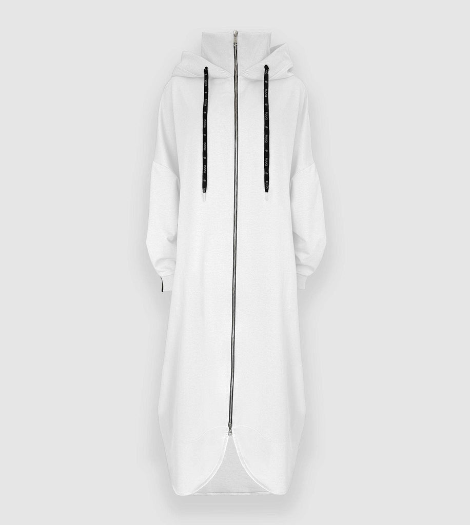 RUUQ Cotton Twill S-M RUUQ Oversized Long Hooded Cotton Twill Zip-Up - Moonstone 6253812602656 ROH-FLZ-SS25-MS0012