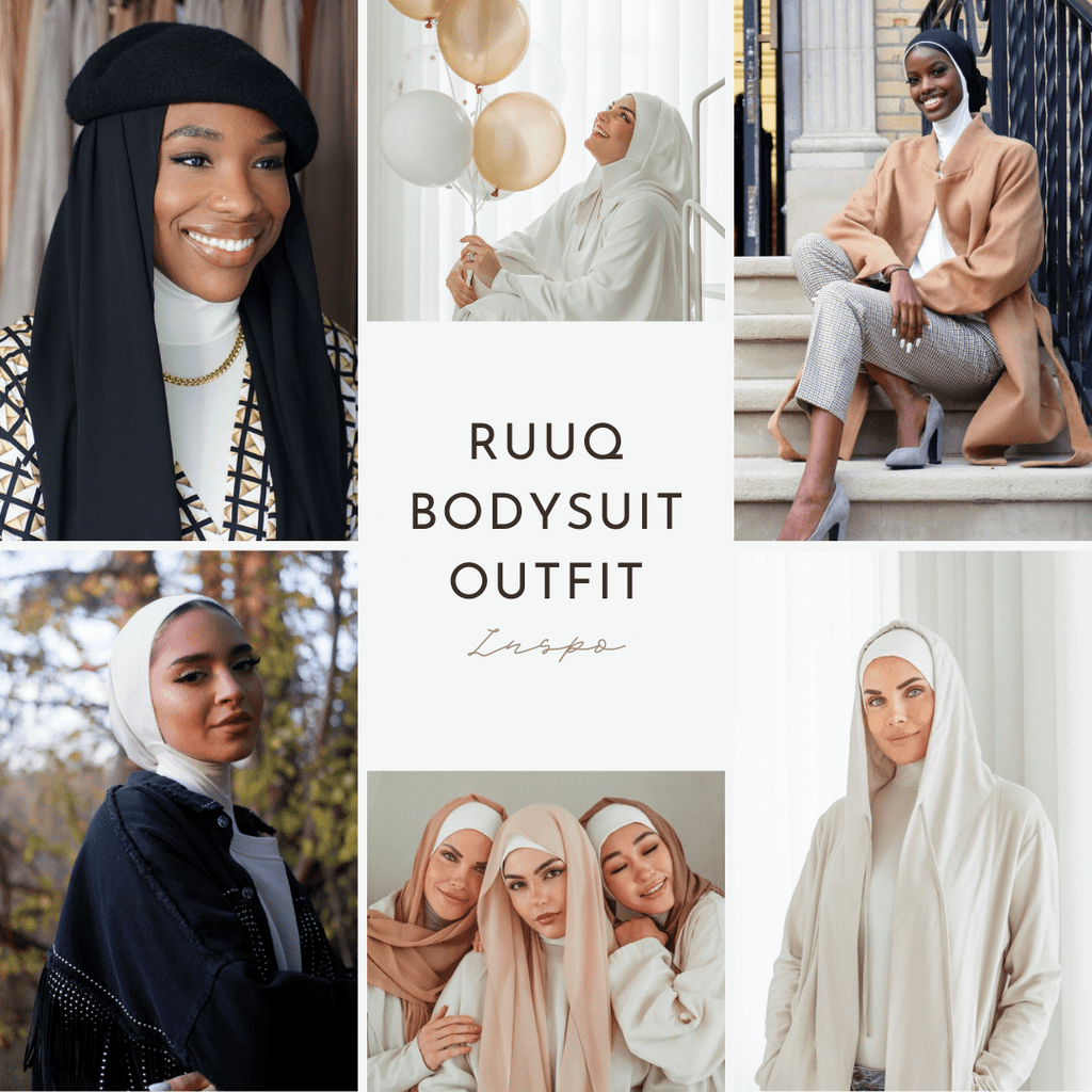 RUUQ Hijab Bodysuit RUUQ Bodysuit Long Sleeve with Hijab Cap - Ivory
