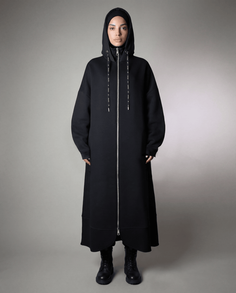 RUUQ Oversized Long Zip-Up Fleece Hoodie - Onyx – Ruuq