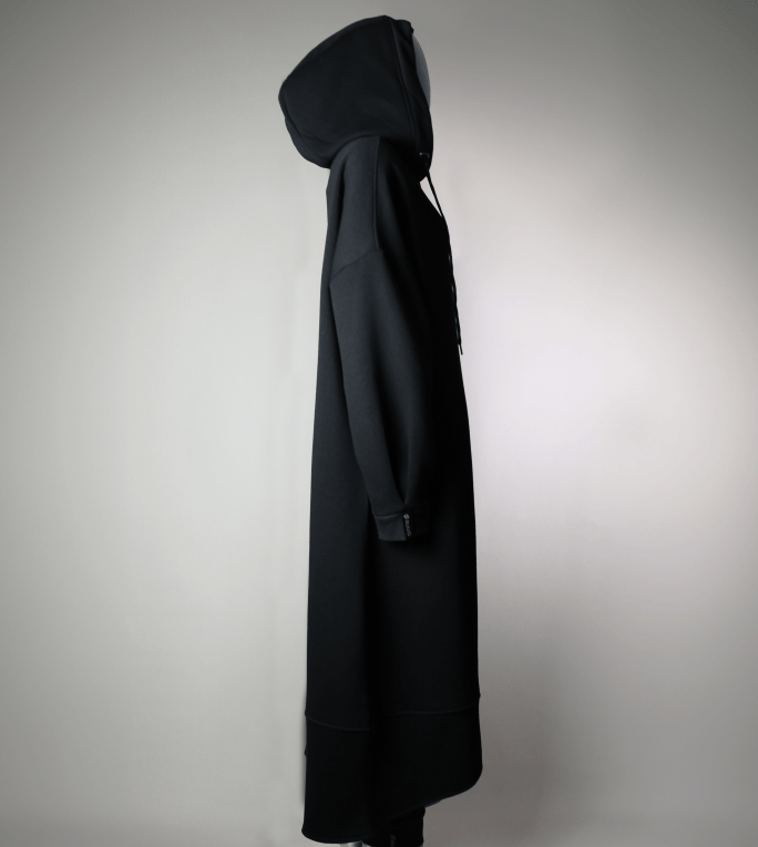 RUUQ Zip-Up Hoodie RUUQ Oversized Long Zip-Up Fleece Hoodie - Onyx