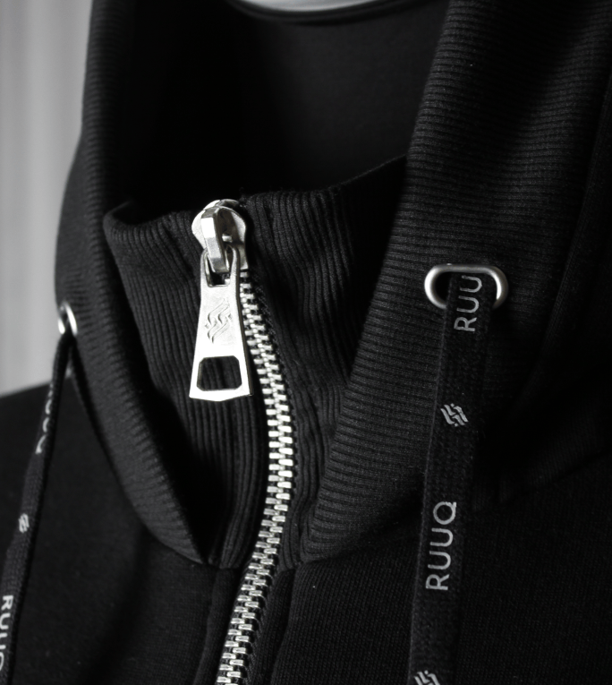 RUUQ Zip-Up Hoodie RUUQ Oversized Long Zip-Up Fleece Hoodie - Onyx