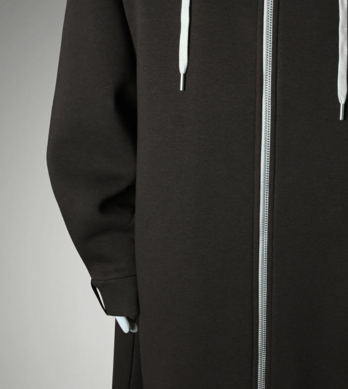 RUUQ Zip-Up Hoodie RUUQ Oversized Long Zip-Up Fleece Hoodie - Teddy Brown