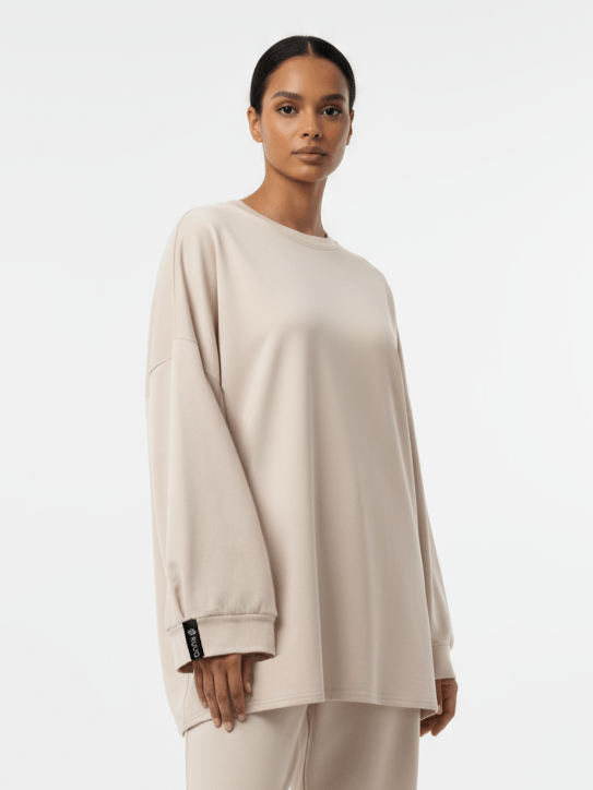 RUUQ Cotton Twill RUUQ Oversized Long Sleeve Cotton Twill Shirt - Porcelain