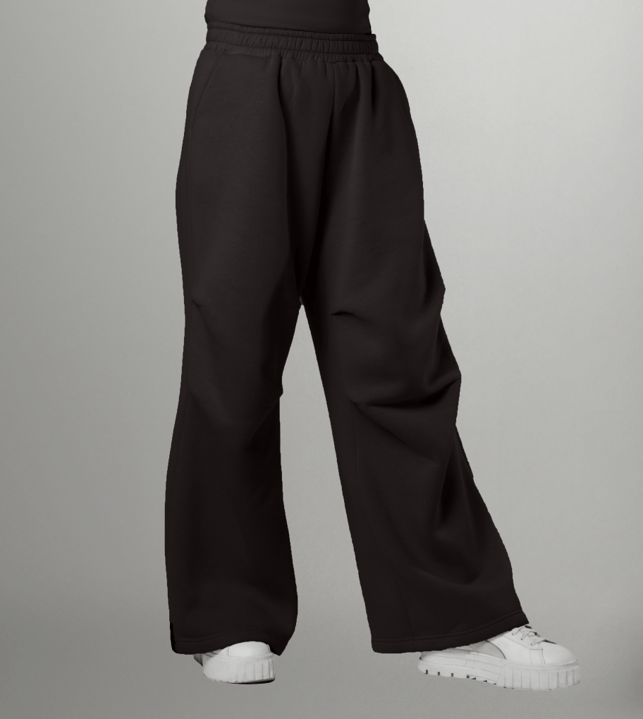 RUUQ Cotton Fleece S-M RUUQ Oversized Darted Wide Leg Fleece Joggers - Teddy Brown 6253812603370 ROJ-WLD-TB0012