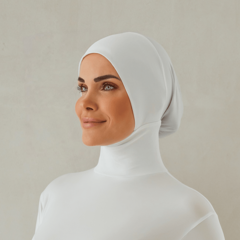 RUUQ Hijab Bodysuit S RUUQ Bodysuit Long Sleeve with Hijab Cap - White 32834978 RB-LS-HC-W01